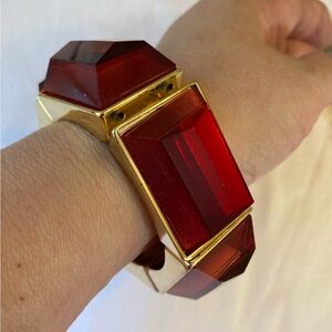 Chunky Red Plastic Vintage Stretch Bracelet